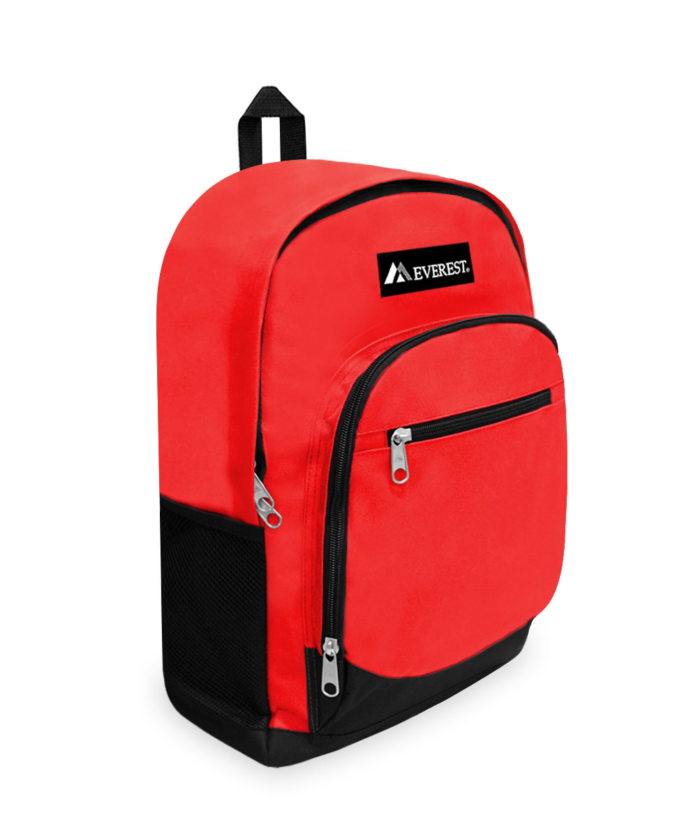 Everest Unisex Casual Backpack with Side Mesh Pocket, Red Black - image 2 of 4
