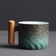 thumbnail image 1 of Tazas Taza de café con mango de madera, taza de té, esmaltado degradado, exquisita taza pequeña de cerámica en un frasco, 1 of 3