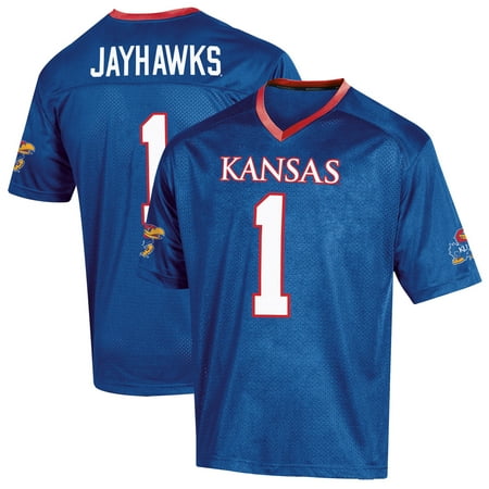 Youth Waist Length Football Jersey - Youth Russell Royal Kansas Jayhawks Replica Football Jersey