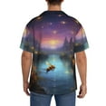 thumbnail image 3 of Rateoe Magical Bees Twilight River Pattern Men's Short Sleeve Classic Shirt, Casual Short-Sleeved Shirt, Lightweight Summer Shirt, Cuban Collar Shirt,Button-Front Shirt-XX-Large, 3 of 5