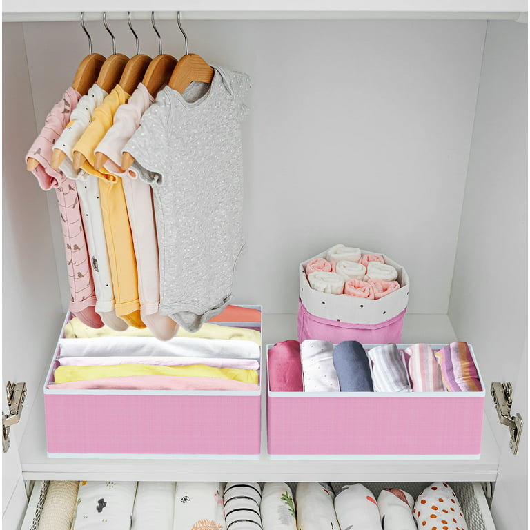 Simple Houseware Foldable Cloth Storage Box Closet Dresser Drawer Divider  Organizer Basket Bins for Underwear Bras, Beige (Set of 12) 