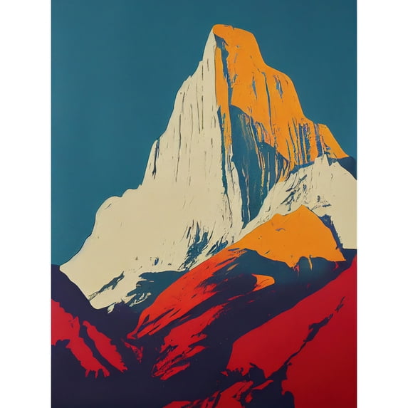 El Capitan Rock Yosemite Valley Pop Art Yellow Red Large Wall Art Poster Print Thick Paper 18X24 Inch
