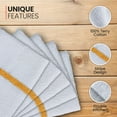 thumbnail image 4 of Canadian Linen White Bar Mops Golden Stripe, 12 Pack, Lightweight Soft Absorbent Cotton Quick Dry Reusable Dish Cloth for Home Kitchen Office Spa Sports, 4 of 8