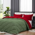 thumbnail image 4 of D.N.G. BEDDINGS 3 Piece Luxury Reversible Diamond Pattern Comforter Set Premium Super Soft, All Season 800 TC, 100% Egyptian Cotton Twin/Twin XL Size Moss/Red Solid Color, 4 of 7