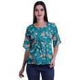 thumbnail image 1 of Moomaya Printed Round Neck Top For Women Elbow Sleeve Blouse Tunic Formal Wear, 1 of 5