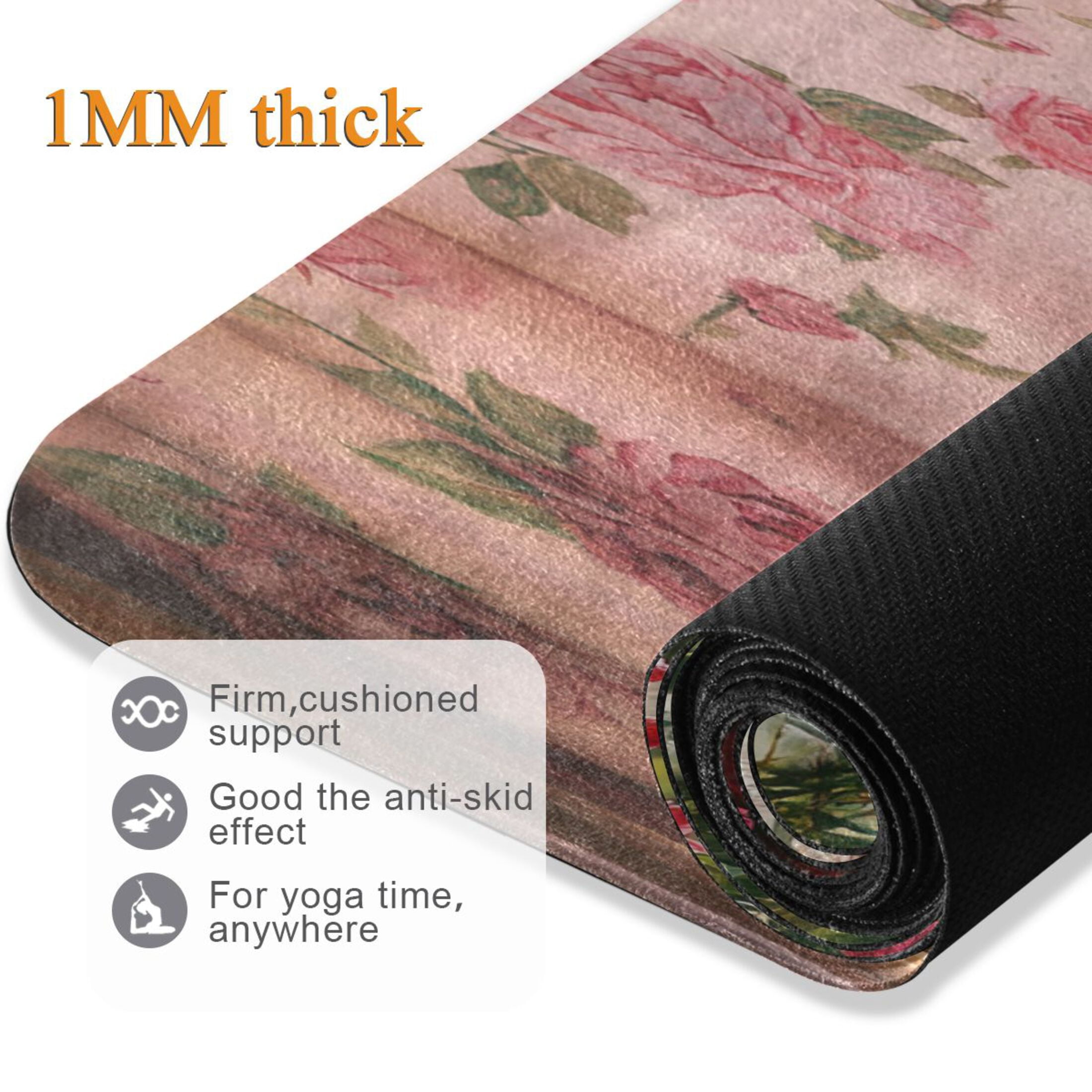 BZSMCE Yoga Mat Women Tea Set with Cakes Roses Fitness Mat