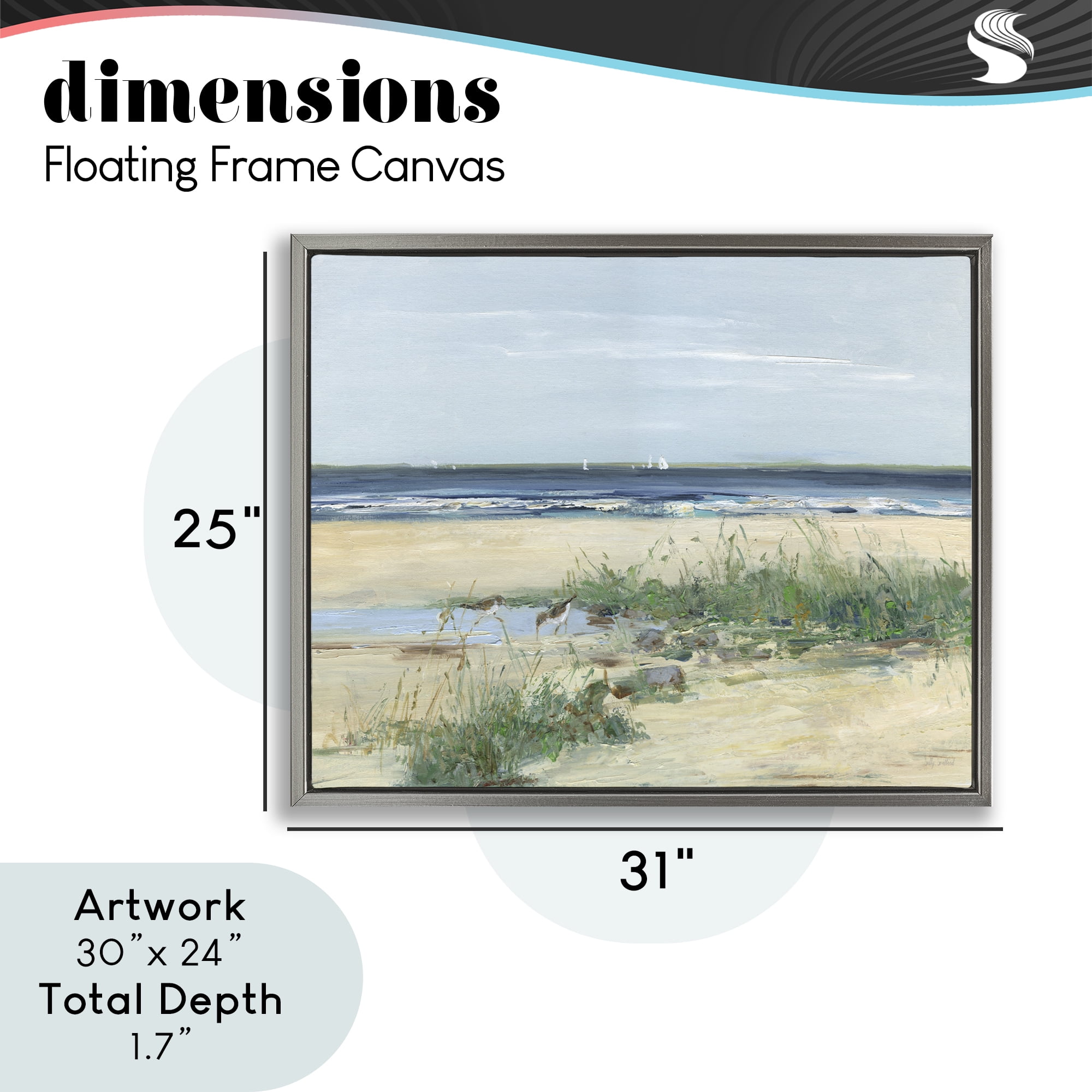 Stupell Industries Beach Marsh Sandpipers Gray Framed Floater Canvas Wall Art, design by Sally Swatland