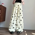 thumbnail image 4 of BJUTIR Girls Summer Pants With Dog Print Ice Silk Wide Leg Straight Long Pants For Daily Wear Comfortable Elastic Waist Fashion Yellow Trousers Size 10-11 Years, 4 of 4