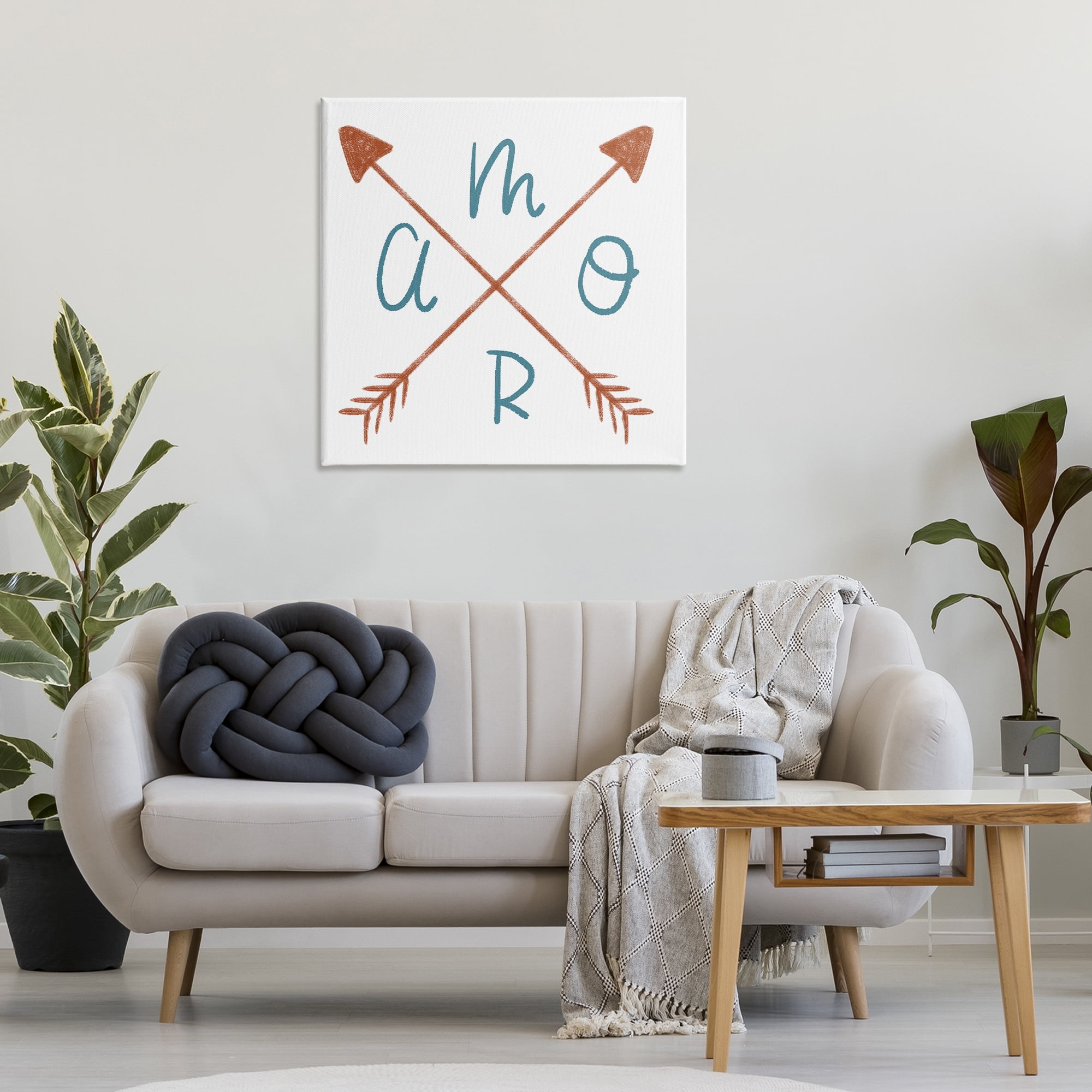 Stupell Industries Amor con Flechas Cruzadas Typography and Symbols Painting Wrapped Canvas Art Print Wall Art, 30 x 30