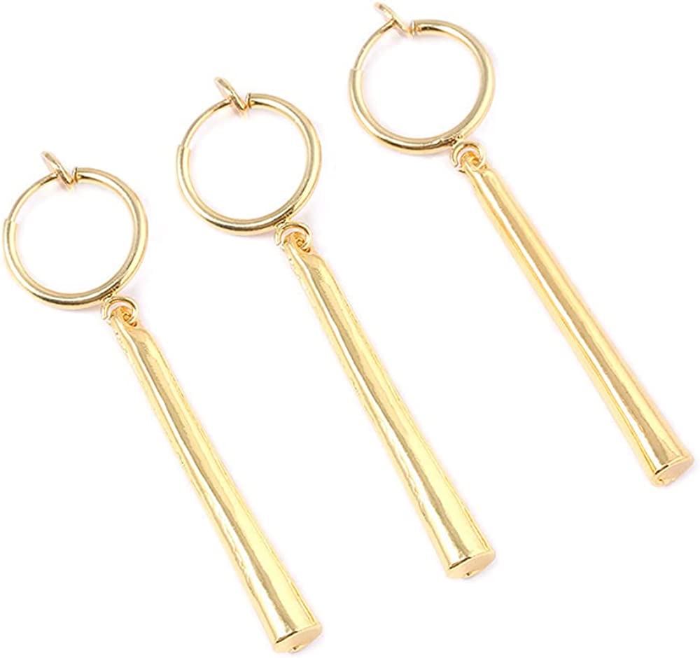 3 PCS Zoro Clip On Earrings Real Piercing One Piece Zoro Cosplay Earring Gold Dangle For Women