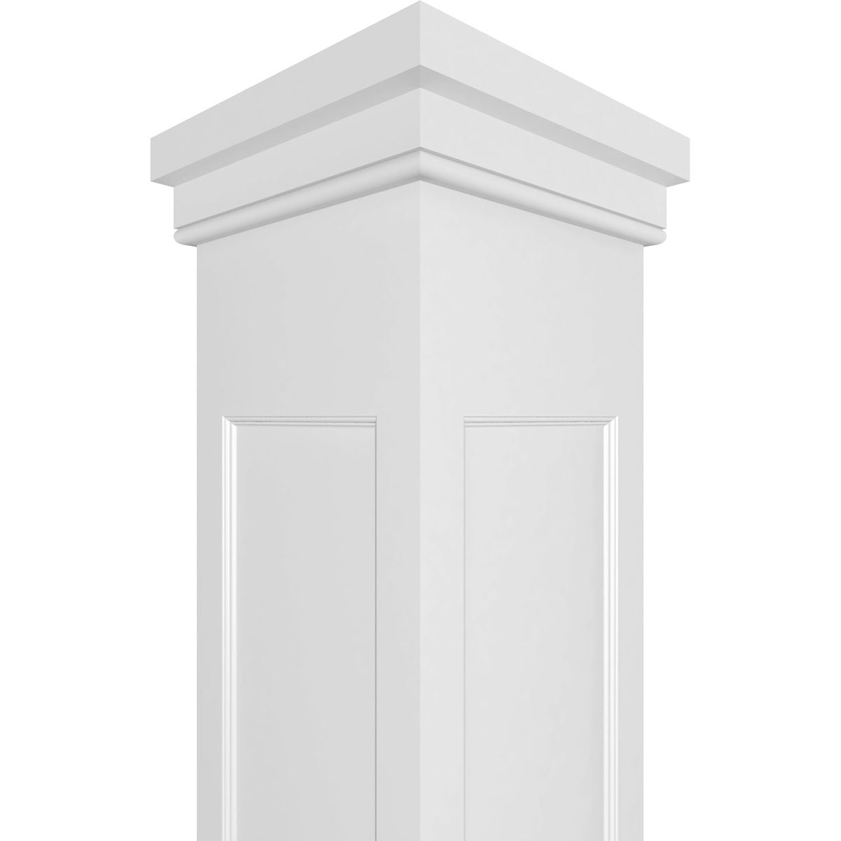 Ekena Millwork 8"W x 9'H Craftsman Classic Square Non-Tapered, Recessed Panel PVC Column Kit, Prairie Capital & Prairie Base