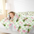 thumbnail image 3 of Manfei Pink Princess Bowtie King Size Comforter Sets,Cartoon Cucumber Print Comforters King Size,Colorful Stars Reversible,3 Pieces,1 Comforter and 2 Pillowcases, 3 of 7