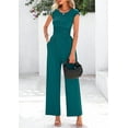 thumbnail image 3 of PRETTYGARDEN Summer Jumpsuits for Women Dressy Ribbed Cap Sleeve Wide Leg Pants Rompers Elegant Casual One Piece Outfits, 3 of 8