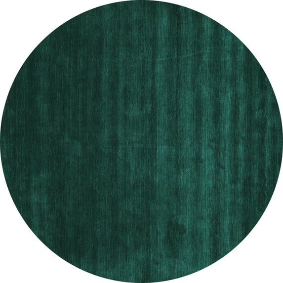 Ahgly Company Machine Washable Indoor Round Abstract Turquoise Blue Contemporary Area Rugs, 3' Round