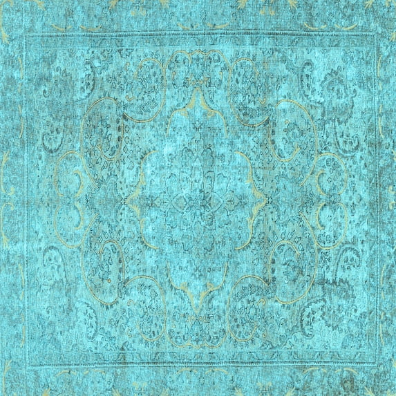 Ahgly Company Indoor Square Persian Light Blue Traditional Area Rugs, 5' Square