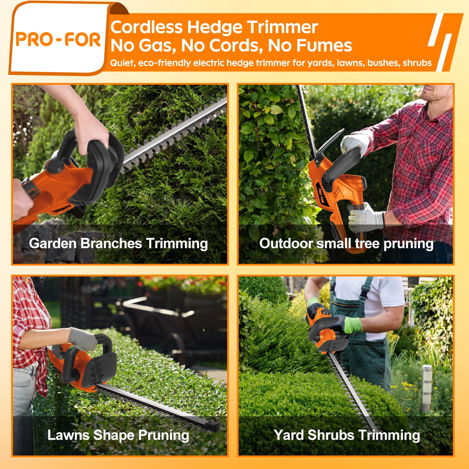 Cordless Hedge Trimmer Compatible with DEWALT 20V Battery, Bare Tool Only, 22” Dual-Action Blade, Rotatable Handle Electric Bush Trimmer, 0.55” Cutting Capacity, Lightweight Shrub Trimmer