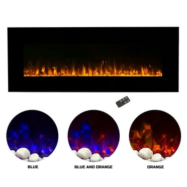 Northwest 54-inch Modern Wall-Mount Electric Fireplace with Remote (Black)