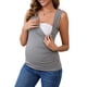 thumbnail image 4 of Camiseta básica sin mangas de maternidad con fruncido cruzado para mujeres, paquete de 2, tops de lactancia en gris y púrpura, talla grande, 4 of 6