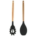 thumbnail image 1 of Utensilios de cocina con mango de madera de silicona, 2 uds., utensilios de cocina con mangos de madera, herramientas para utensilios de cocina resistentes al calor, 1 of 5