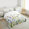 thumbnail image 3 of Homewish Spring Flower Queen Comforter Set,Colorful Cartoon Butterfly Bedding Sets,Green White Purple Bedding Comforter Set For Girl Kids,Breathable Home Decor Reversible,3-Piece, 3 of 8