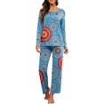 thumbnail image 1 of Pyjama à Manches Longues pour Femmes, Col Rond Doux, Ensemble Fp-mix Bleu, 1 of 5