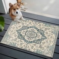 thumbnail image 3 of 2x3 Ft Entryway Area Rug, Beige Green Boho Kitchen Rug Runner Washable Floor Mat, Medieval Vintage Ethnic Floral Abstract Non Slip Indoor Door Mat Throw Carpet for Bathroom Living Room Bedroom, 3 of 8