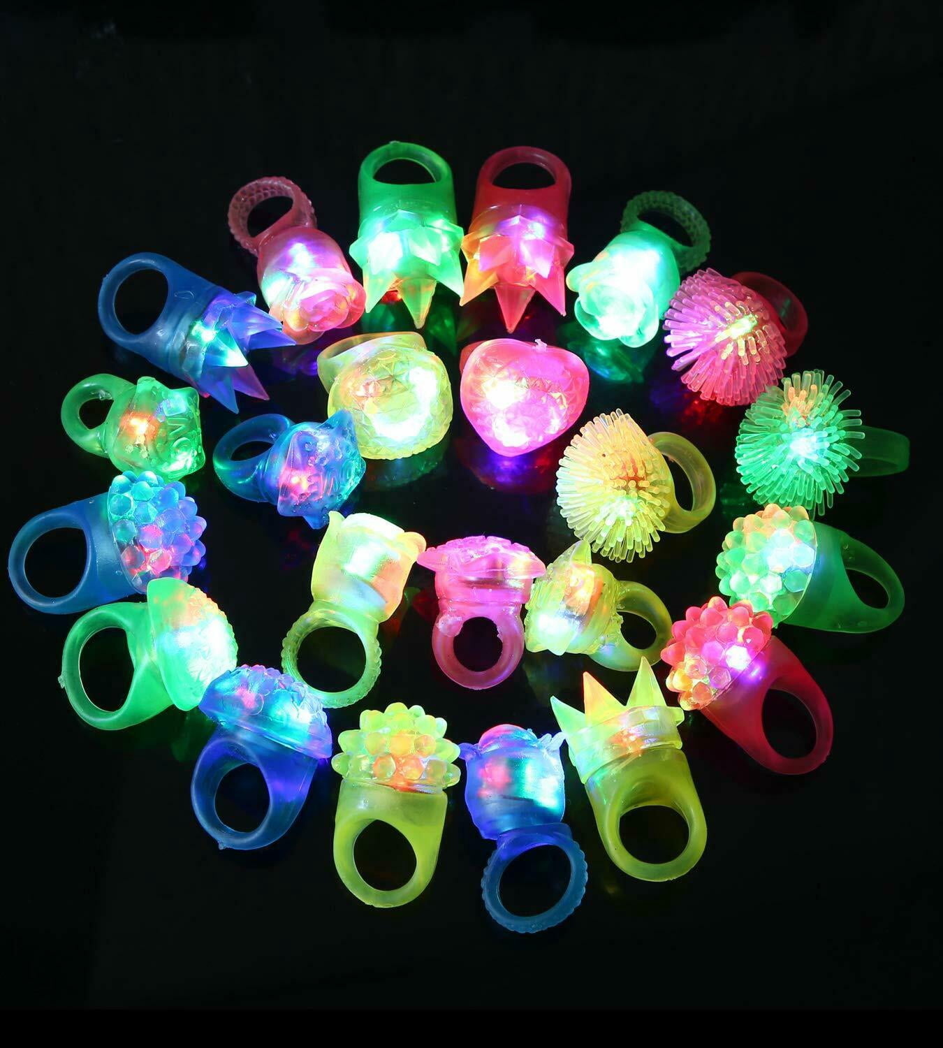 36 Packs LED Light Up Toys Party Favors for Kids Prizes Toys, 24 pcs Light Up Bumpy Rings and 12 LED Toy Bracelets For Birthday Classroom Rewards