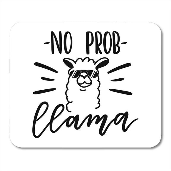 KDAGR Llama Quote Doodles No Prob Motivational and Inspirational Simple Cool White Head Drawing Sunglasses Mousepad Mouse Pad Mouse Mat 9x10 inch