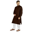 thumbnail image 3 of Atasi Indian Men's 2 Piece Kurta Pajama Set Henley Neck Cotton Casual Long Kurta, 3 of 7