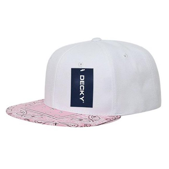 Decky Snapbacks 1093-WHTPNK Bandanna Snapbacks - White with Pink