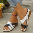 thumbnail image 4 of Dakaela Orthopedic Sandals for Women 2026 Wedge Platform Strappy Open Toe Summer Dressy Walking Slides Shoes with Arch Support Size 6-10 Black, 4 of 8
