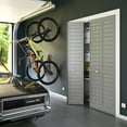 thumbnail image 4 of EightDoors 80" x 30" x 1" Flat Louver Grey Prefinished Pine Wood Interior Bifold Door with Hardware Included, 4 of 5
