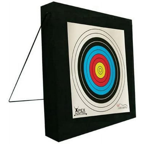 2x2 ft Deluxe Square Foam Archery Target for Backyard - Double Layer with 2 Paper Targets & Push Pins
