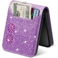 thumbnail image 5 of for Samsung Galaxy Z Flip 5 Case with Card Holder for Women, Bling Glitter Premium Leather Wallet Phone Case Protective Cover for Samsung Galaxy Z Flip5 5G XKK Purple, 5 of 17
