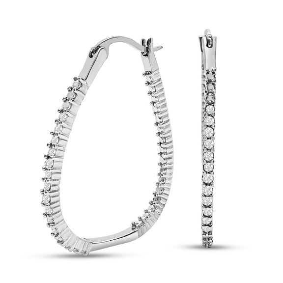 SuperJeweler 1/4 Carat Diamond Hoop Earrings In Rhodium Plated, 1 Inch For Women