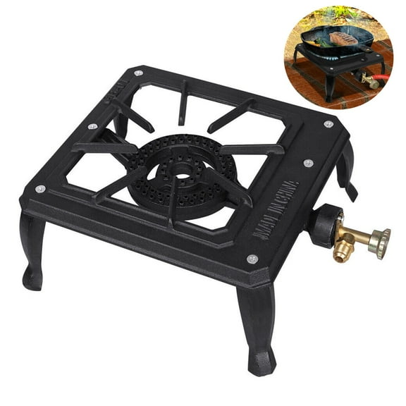 TOPCHANCES Portable Stove Single Burner Cast Iron Propane Camping Stoves LPG Gas Cooker (Regulator Hose not included)