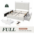 thumbnail image 4 of Amolife Full Bed Frame with Adjustable Velvet-Wrapped Headboard and 4 Storage Drawers, No Box Spring Required, White, 4 of 10