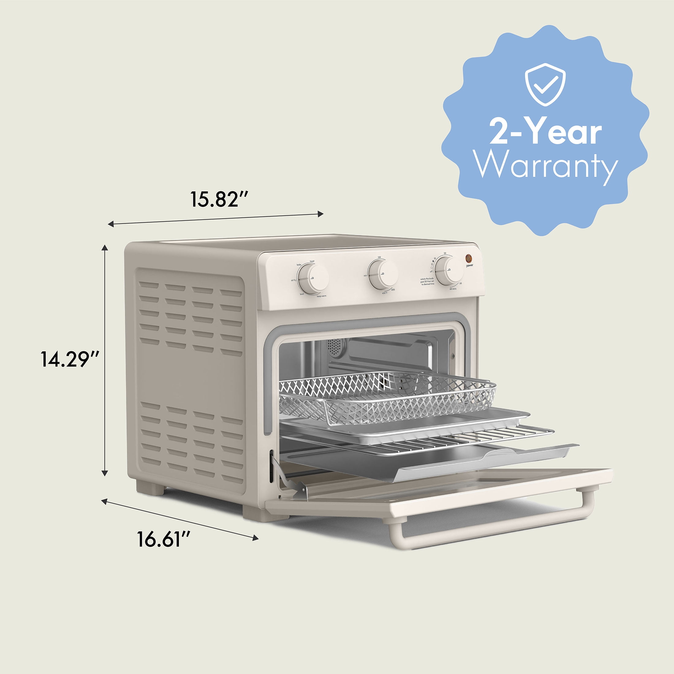 bella 6-Slice Air Fry Toaster Oven with 7 Preset Cooking Options and EverGood™ Nonstick Coated Trays, Oatmilk