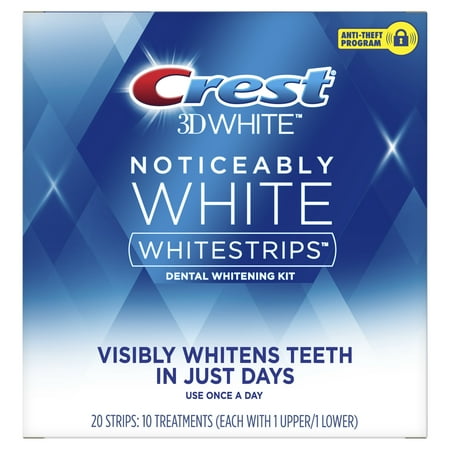 (2 pack) (2 pack) Crest Noticeably White Whitestrips Teeth Whitening Kit, 10 Treatments Each