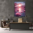 thumbnail image 5 of Mudket Pink Lotus Cherry Blossom Sunset Canvas Wall Art, Framed Ready to Hang, Floral Landscape Wall Decor for Living Room Bedroom - 12"L x 8"W, 5 of 10