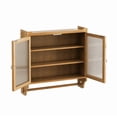 thumbnail image 5 of Pusnapku 23" Bathroom Wall Storage Cabient, 3-Tier Modern Medicine Cabinet with Glass Doors, Towel Bar, Wood Display Cabinet for Kitchen, Living Room, 5 of 9