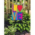 thumbnail image 2 of KDAGR Colorful Colorblock Love Text Heart Symbol in Minimalist Checked 1960S Garden Flag Decorative Flag House Banner 12x18 inch, 2 of 2