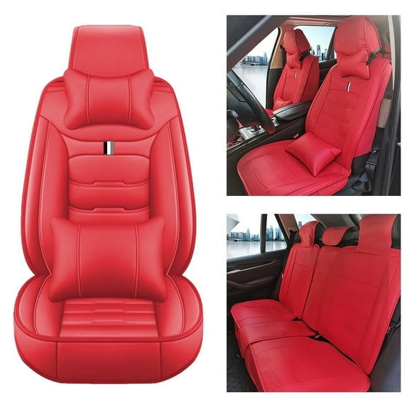 Maidao Car Seat Covers for Mercedes-Benz for C160 2008-Present 5 Seats Leather Waterproof Front Rear Cushion Protector Full Set Red