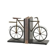DecMode 6" Weathered Bike Black Metal Bookends (Set of 2)