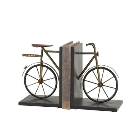 DecMode 6" Weathered Bike Black Metal Bookends (Set of 2)
