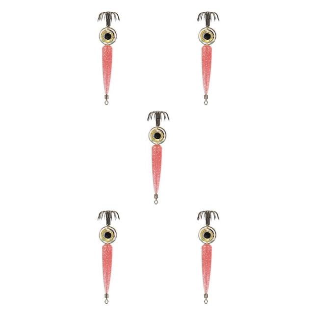 Toystoory Cebo de camarones LED, señuelo de calamar, cebos de lubina impermeables nocturnos electrónicos, duraderos, de amplio rango con Rosado 5Conjunto