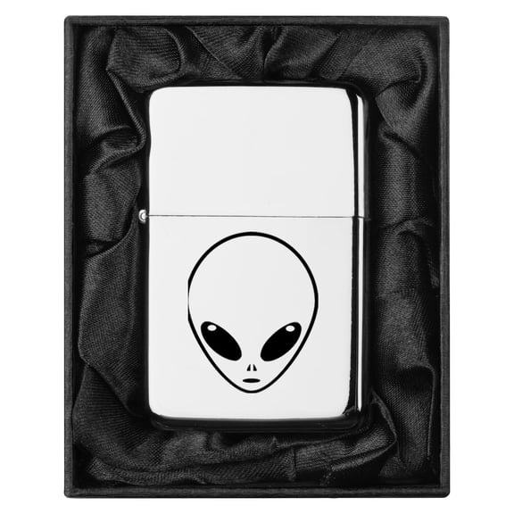 Lighter in Black Silk Lined Gift Box Alien Head (Chrome)