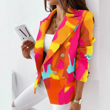 Aboser Plaid Print Blazers for Women Fashion Dressy Long Sleeve Jacket Lapel Button Work Office Blazer Lightweight Cardigan