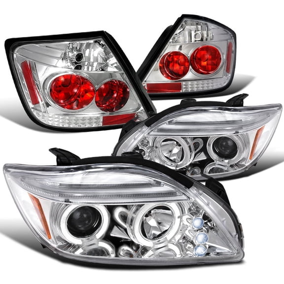 Spec-D Tuning Chrome Halo Projector Headlights 6-LED Bumper Fog Lamps Compatible with Tc Left Right Pair Headlamps Assembly