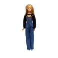 thumbnail image 5 of ER Conjunto de sudadera y pantalones de mochila vaquera, vestido de muñeca, 3 uds. Rojo Verde, 5 of 5